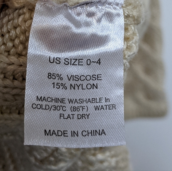 Turtleneck Classic Cable Knit Cream Long Line Fitted Small - Picture 3 of 3